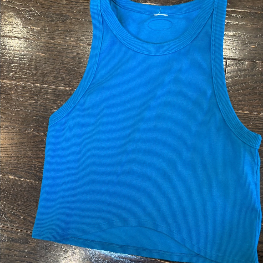 Lorna Jane Blue Fitted Crop Tank Top